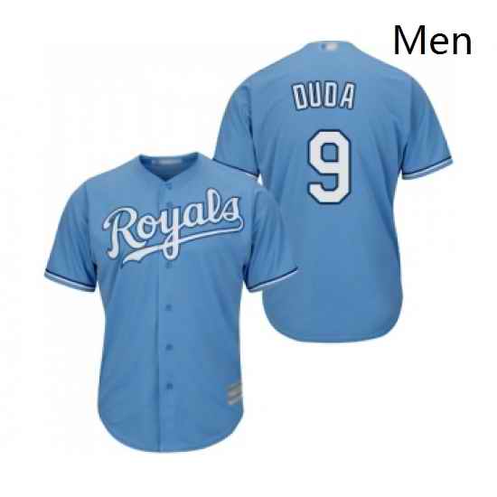 Mens Kansas City Royals 9 Lucas Duda Replica Light Blue Alternate 1 Cool Base Baseball Jersey